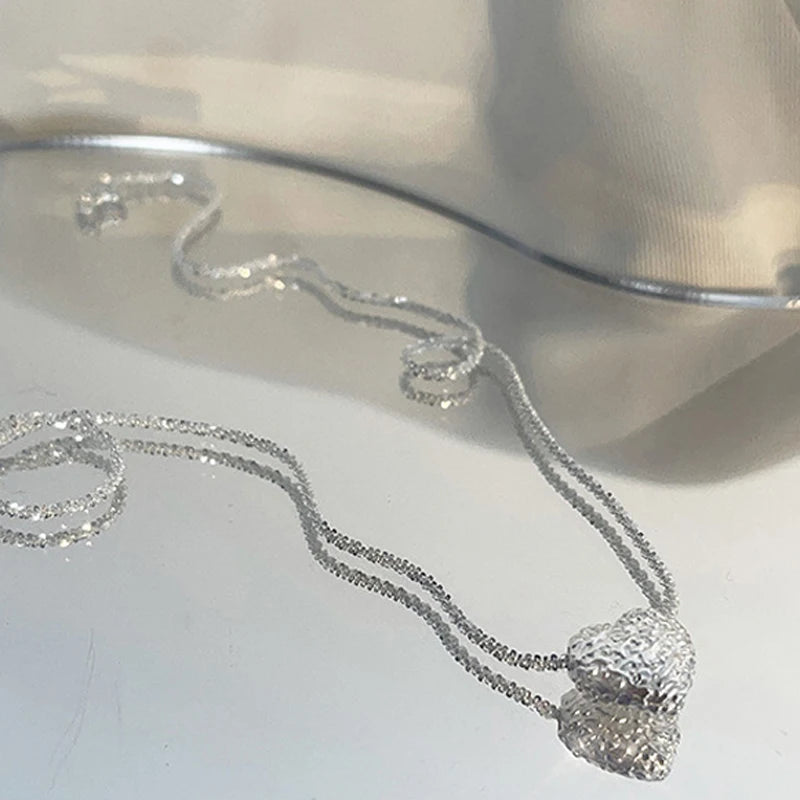 New 925 Sterling Silver Heart-shaped Pendant Necklace